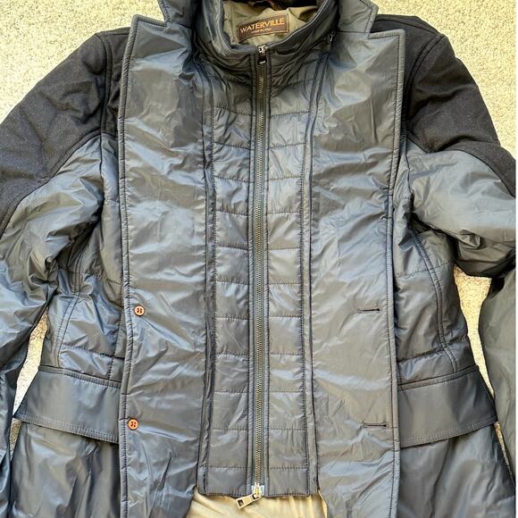 Waterville Navy Puffer Wool Trim Men Luxury Jacket Size 54 (US XL) Quilted Italy - Picture 4 of 15